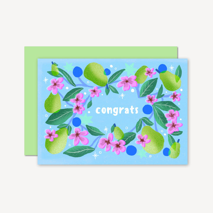 Floral Pears Congrats Card