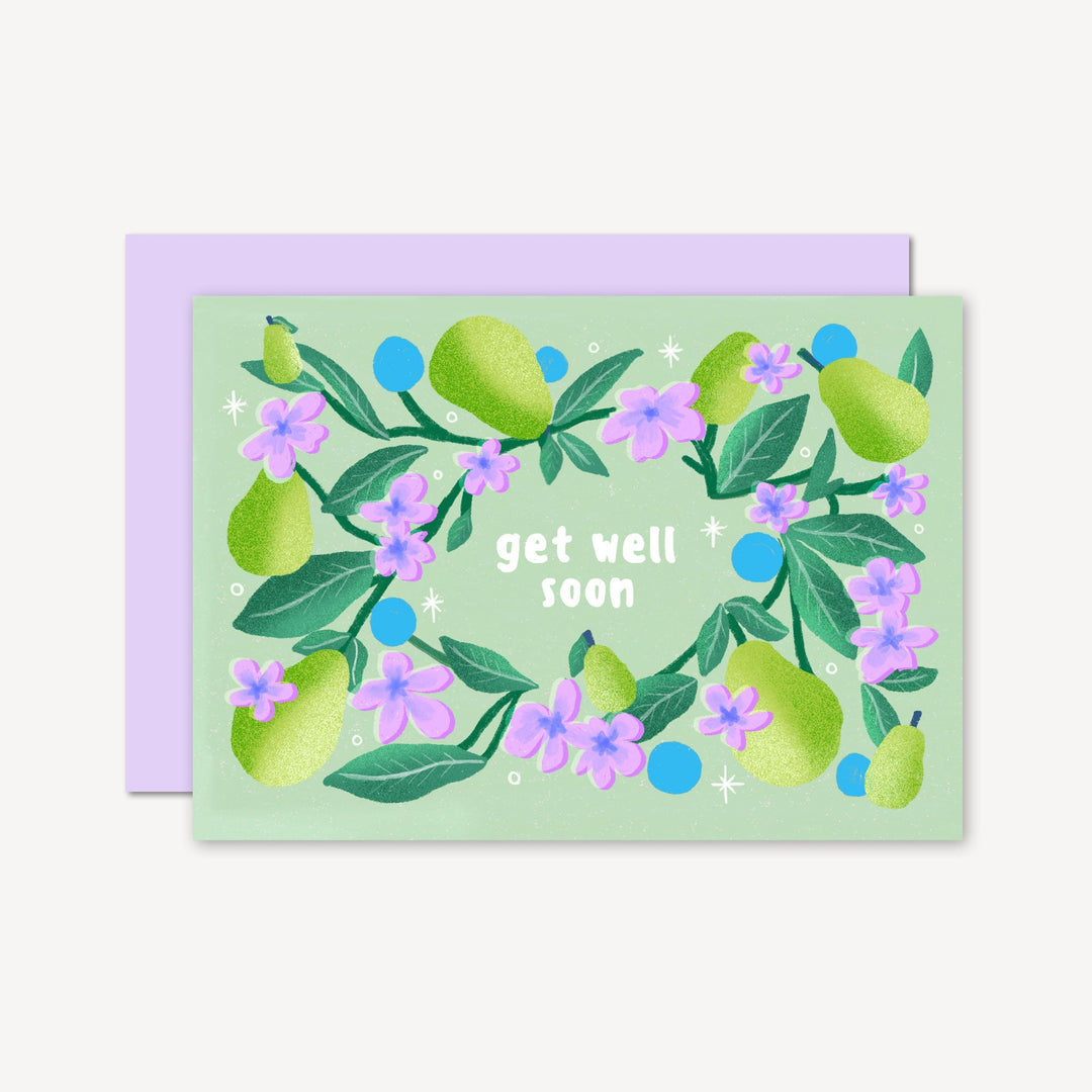 Floral Pears Get Well Soon Card