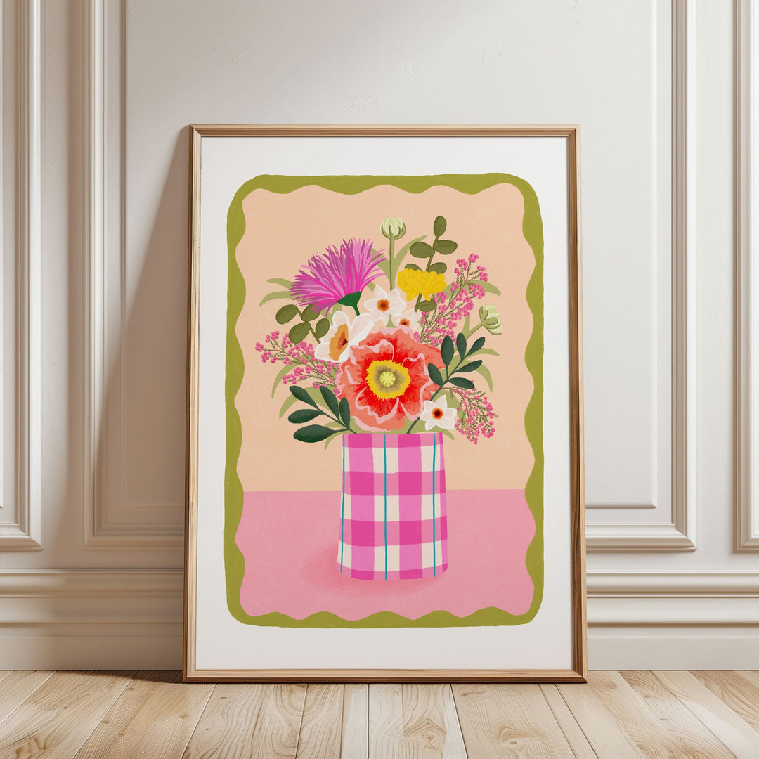 Flowers in Vase Art Print Peach