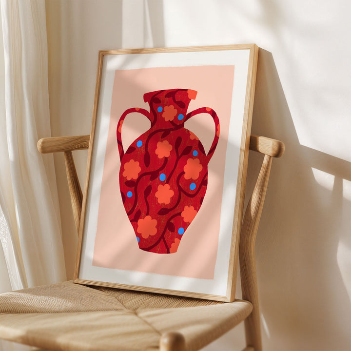 Patterned Red Vase Art Print