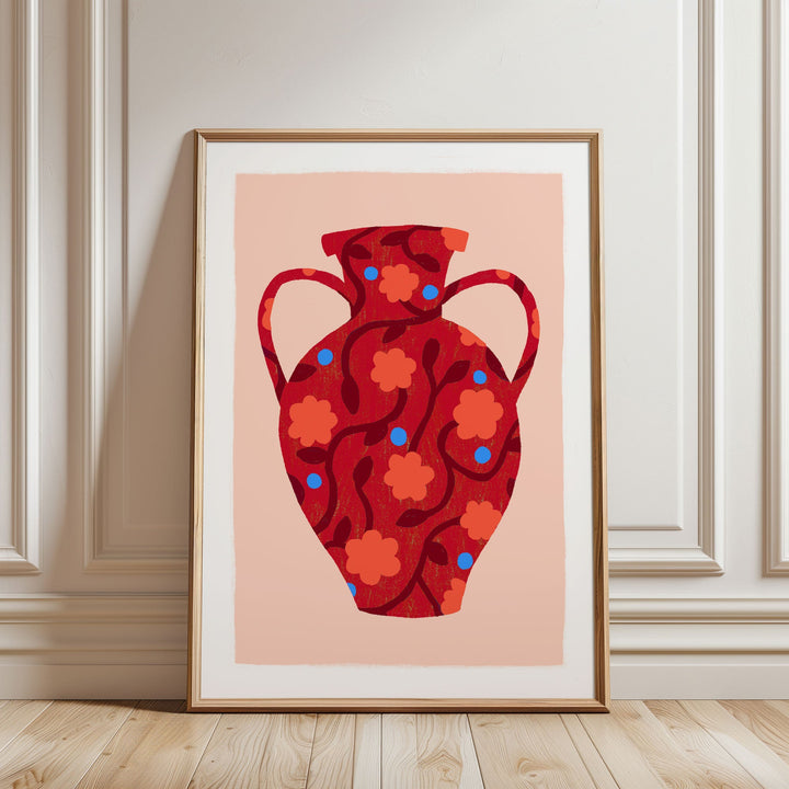 Patterned Red Vase Art Print