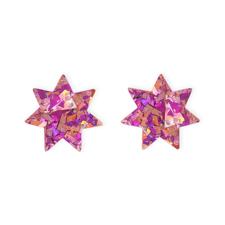 Star Stud Earrings in Purple Sparkle