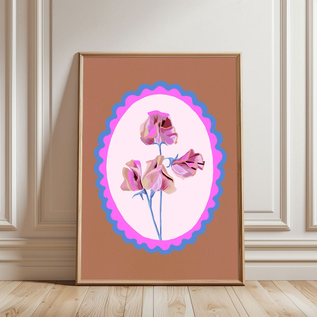 Sweet Pea Art Print in Truffle