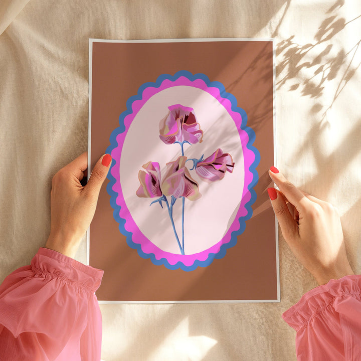 Sweet Pea Art Print in Truffle