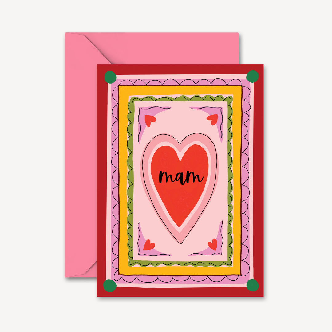 "Mam" Mother's Day Card with Pattern Border