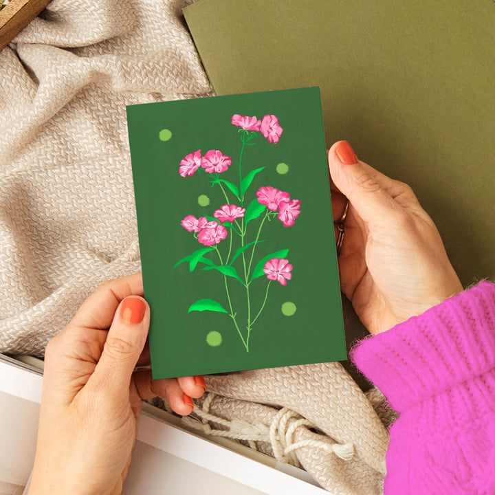 Delicate Floral Card Green